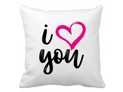 Polštářek pro zamilované páry I Love you černo růžový potisk