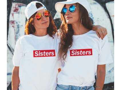 Trička pro sestry kamarádky sisters supreme červený potisk