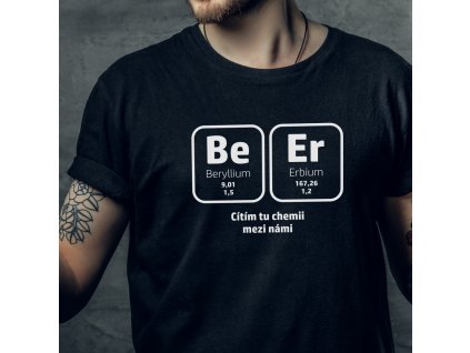 Pánské vtipné tričko do hospody Be Er pivní chemik černé