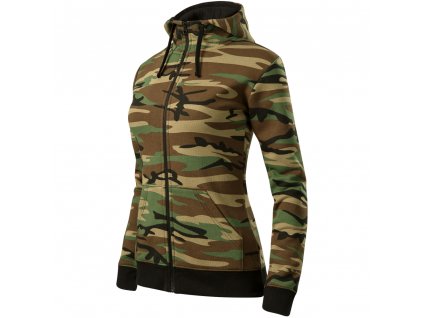 Dámská MIKINA Maskáčová camo zip HNĚDÁ 1