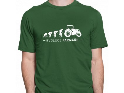 Pánské tričko pro Farmáře a Zemědělce Evoluce Farmáře lahvově zelené