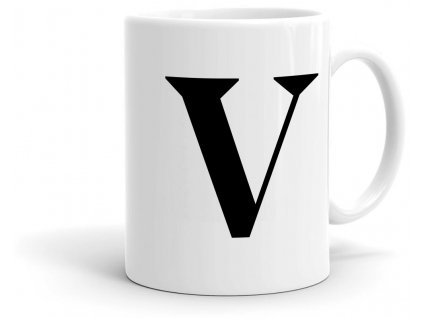Keramický hrneček s písmenem V