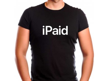 Pánské černé tričko s vtipným potiskem iPaid