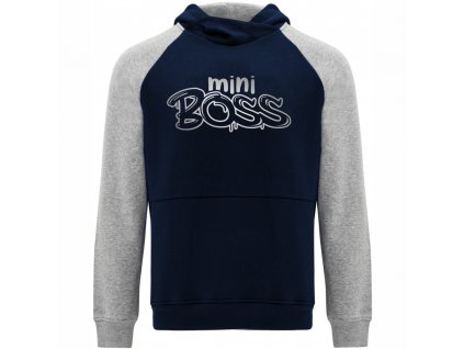 Dětská dvoubarevná mikina s kapucí mini BOSS graffiti modro šedá