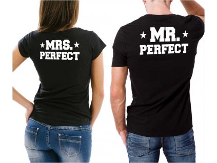 Černé trička pro páry MR a MRS PERFECT