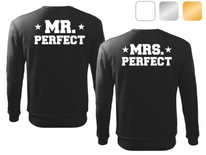 Sada černých mikin pro páry MR a MRS PERFECT bílý potisk
