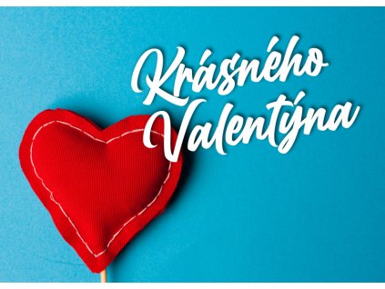 Přání k Valentýnu se srdíčkem a modrým pozadí