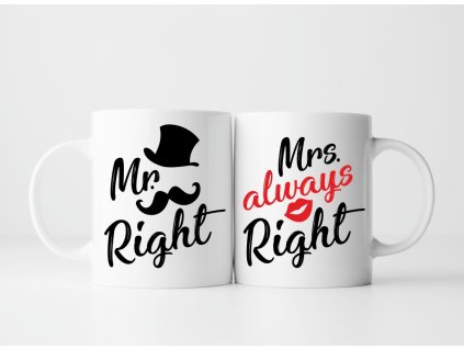 Sada Hrnečků pro páry Mr a Mrs Right Gentle bílé