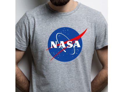 Pánské tričko s modrým logem NASA šedé