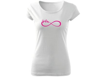 Dámské dívčí tričko pro kamarády INFINITY Sisters BÍLÉ růžový potisk