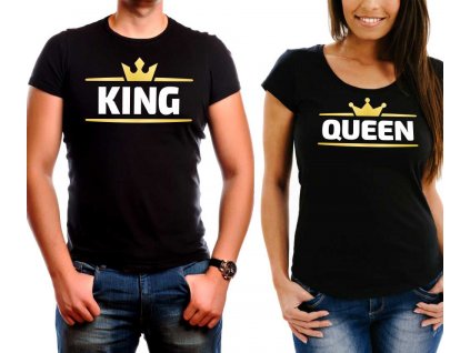 King a Queen TOP FRONT černé bílá zlatá