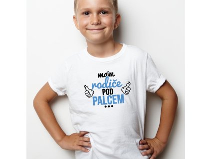 Dětské chlapecké tričko Mám rodiče pod palcem bílé