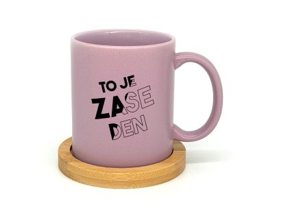 Hrnek klasik matný 300ml to je zase den s podtáckem fialový