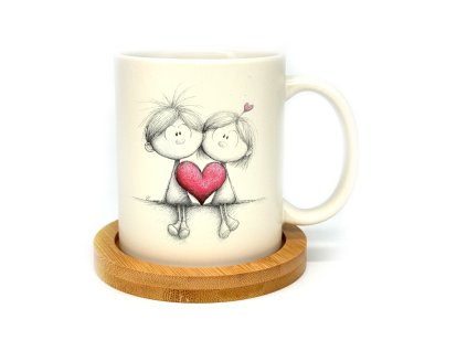 Hrnek klasik matný 300ml MY DVA s podtáckem světle skrémový