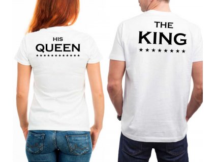 Trička pro zamilované páry King a Queen 01 BÍLÉ