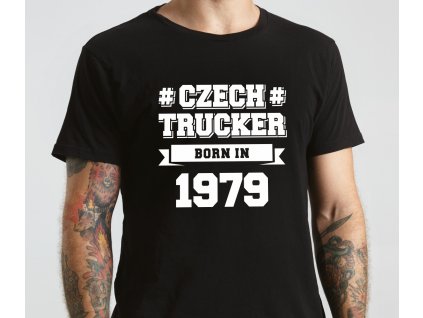 Pánské tričko s potiskem pro kamioňáky a řidiče kamionu CZECH TRUCKER ročník černé