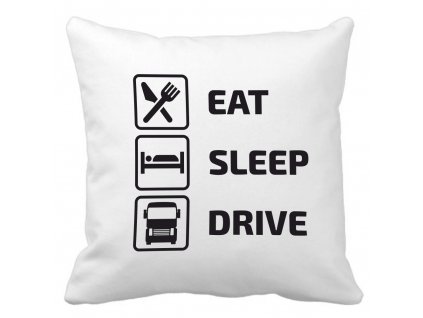 Polštářek EAT SLEEP DRIVE pro kamioňáky bílý