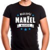 Tričko s potiskem pro manžela NEJLEPŠÍ MANŽEL na světě černé s bílo modrým potiskem