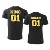 Černé Trička pro Páry KING a QUEEN 02 se Zlatým potiskem