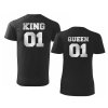 Černé Trička pro Páry KING a QUEEN 02 se Stříbrným potiskem