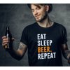 Pánské tričko pro pivaře s potiskem EAT SLEEP BEER REPEAT černé