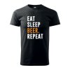 Pánské tričko pro pivaře s potiskem EAT SLEEP BEER REPEAT černé náhled