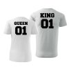 Bílé Trička pro Páry KING a QUEEN 03 s Černým potiskem