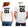 Bílé Trička pro Páry KING a QUEEN 03 s potiskem