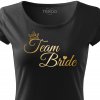 Dámské tričko na rozlučku se svobodou pro TÝM nevěsty TEAM BRIDE ELEGANT černé s korunkou zlatý potisk detail