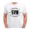 Pánské tričko pro syna s potiskem Nejlepší SYN na světě bílé černo modrý potisk