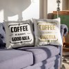 Dekorační designový polštářek s motivem Coffee is always Good Idea pro milovníky kávy černý a zlatý potisk