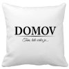 Polštář dekorační s potiskem DOMOV černý