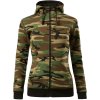 Dámská MIKINA Maskáčová camo zip HNĚDÁ 2