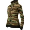 Dámská MIKINA Maskáčová camo zip HNĚDÁ 1