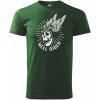 Pánské tričko pro motorkáře s lebkou a brýlemi na motorku harley Hell Rider lahvově zelená