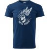 Pánské tričko pro motorkáře s lebkou a brýlemi na motorku harley Hell Rider půlnoční modrá