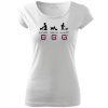 Dámské tričko pro pejskaře Denní program se psem pomazlit nakrmit vyvenčit bílé s černo růžovým potiskem 2