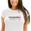 Dámské vtipné tričko pro milovnici vína Vínopička bílé s černo růžovým potiskem