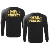 Sada černých mikin pro páry MR a MRS PERFECT zlatý potisk