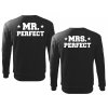 Sada černých mikin pro páry MR a MRS PERFECT bílý potis