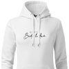 Dámská mikina s kapucí Od zítra BUDU HODNÁ bílá s černým potiskem hlavní