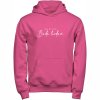 Dětská mikina s kapucí OD ZÍTRA BUDU HODNÁ růžová bílý potisk