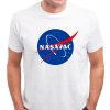 Pánské bílé tričko s vtipným potiskem NASA vač kruhové modré logo