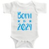 Dětské body s potiskem rok narození Born In 2024 bílé modrý potisk