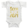 Dětské body s potiskem rok narození Born In 2024 bílé zlatý potisk