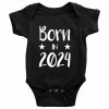 Dětské body s potiskem rok narození Born In 2024 černé bílý potisk