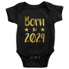 Dětské body s potiskem rok narození Born In 2024 černé zlatý potisk