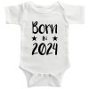 Dětské body s potiskem rok narození Born In 2024 bílé černý potisk