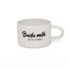 Hrneček makronka s vtipným potiskem BUDU MILÁ AŽ TO VYPIJU bílý samotný