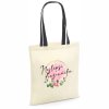 Bavlněná nákupní taška nejlepší družinářka floral přírodní a černá rukojeť